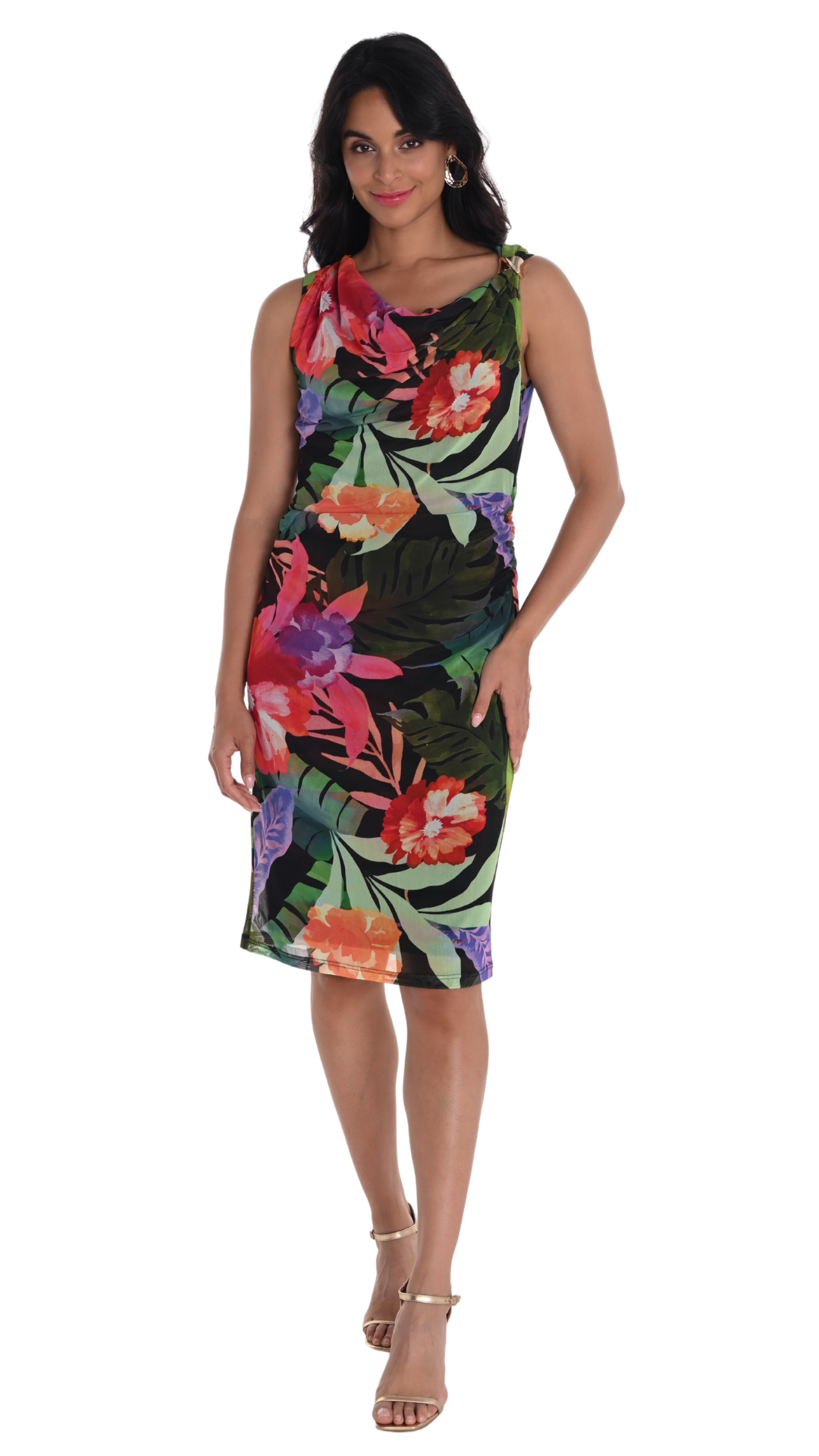 Floral Pattern Mesh Sleeveless Dress. Style FL251349