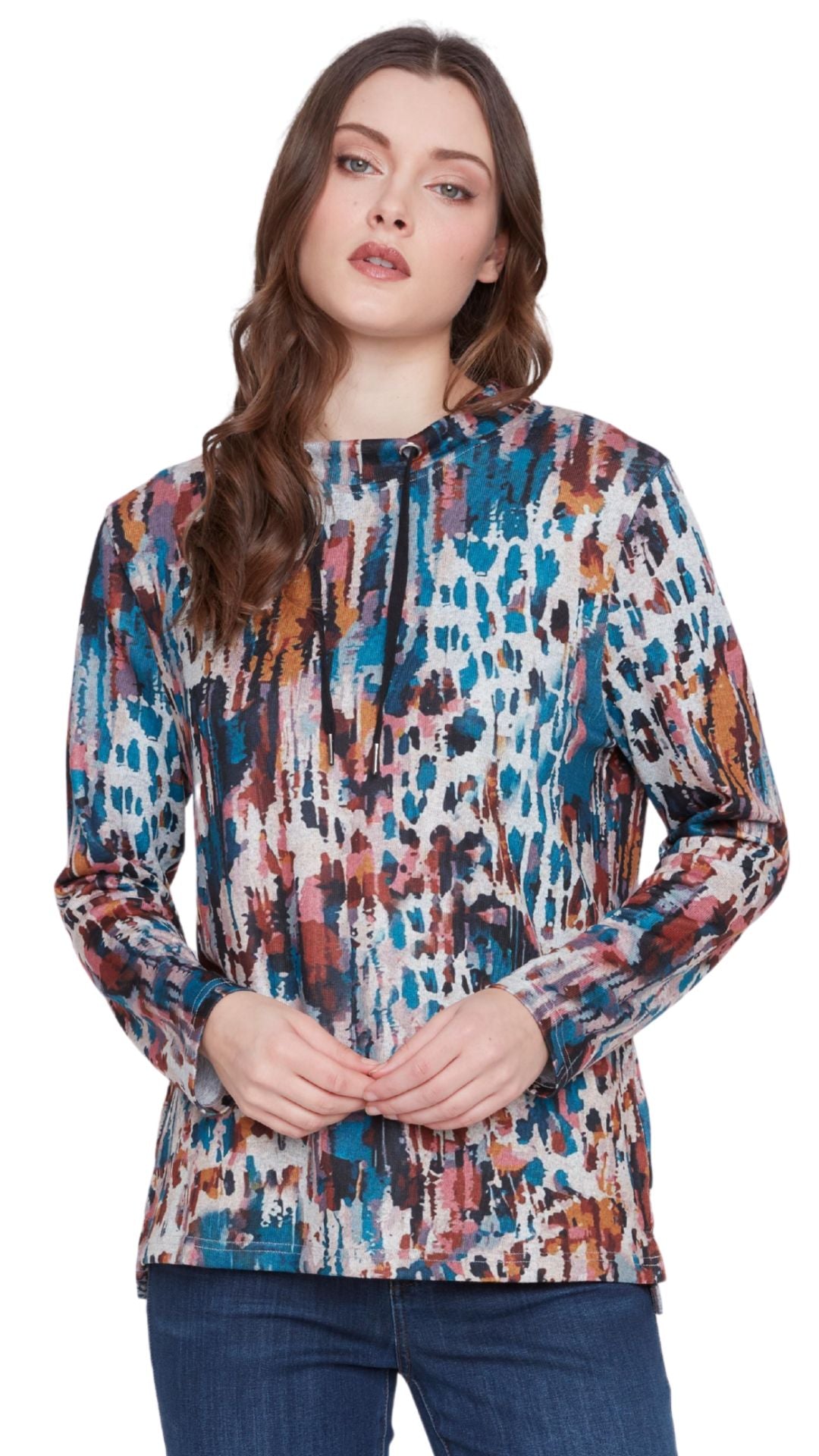 Mock Neck Drawstring Long Sleeve Top. Style CYC2525007