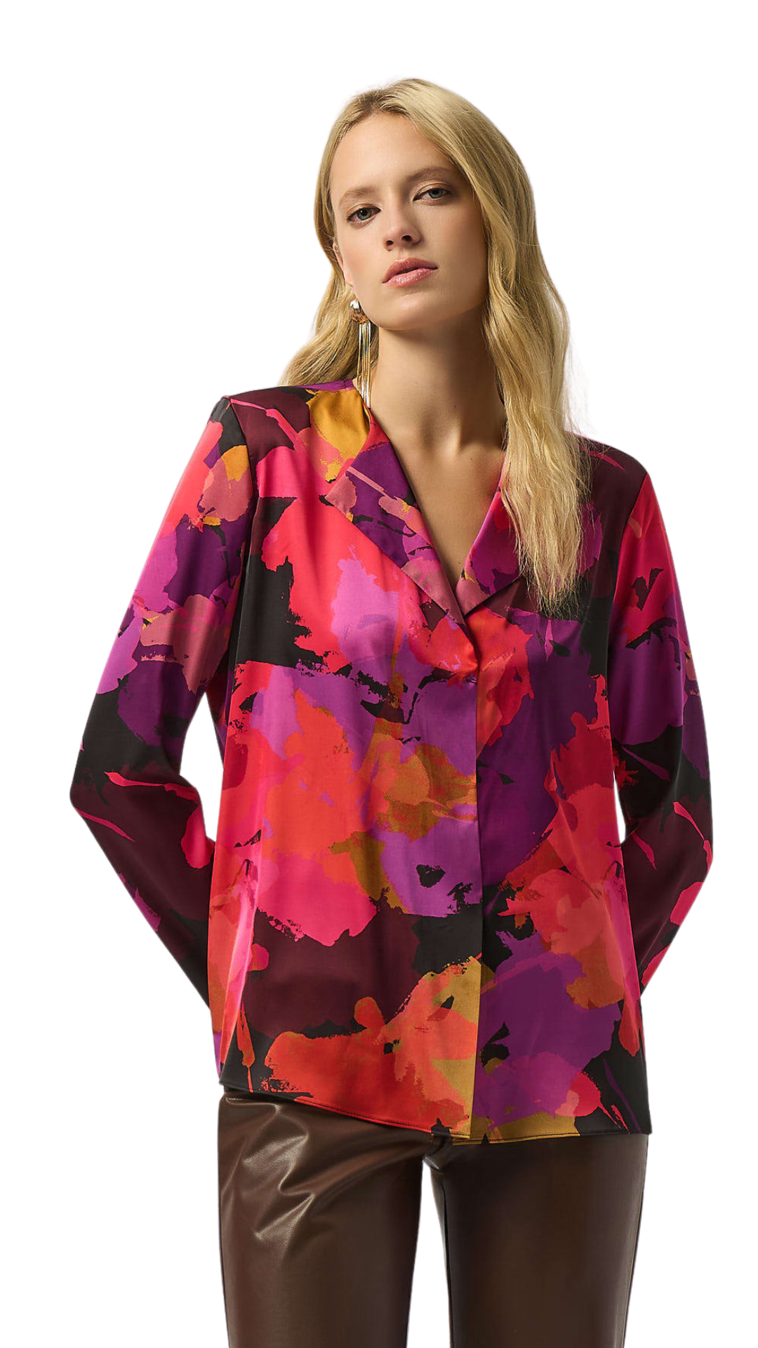 Recycled Satin Floral Print Straight Top. Style JR253075