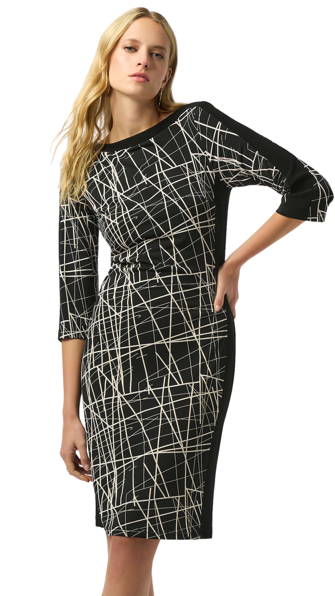 Silky Knit Abstract Print Sheath Dress. Style JR253093