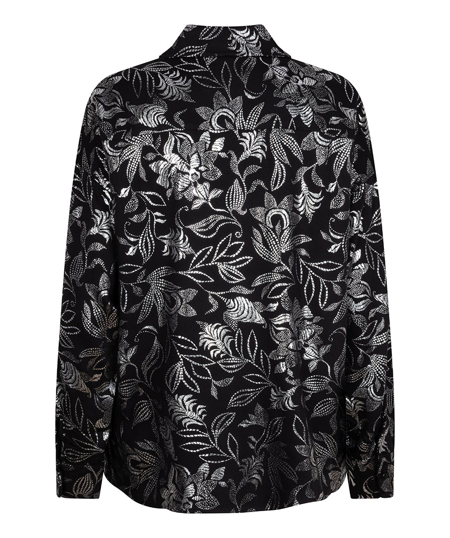 Metallic Floral Button Up Blouse. Style ESQW2510721