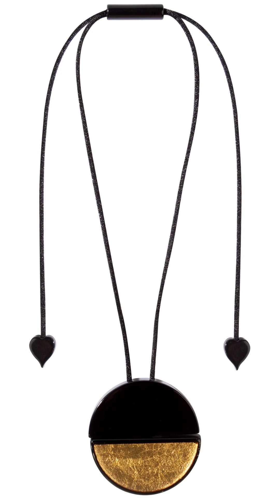 Radiance Collection - Circular Gold & Black Pendant Necklace. Style 8000201GF01Q00