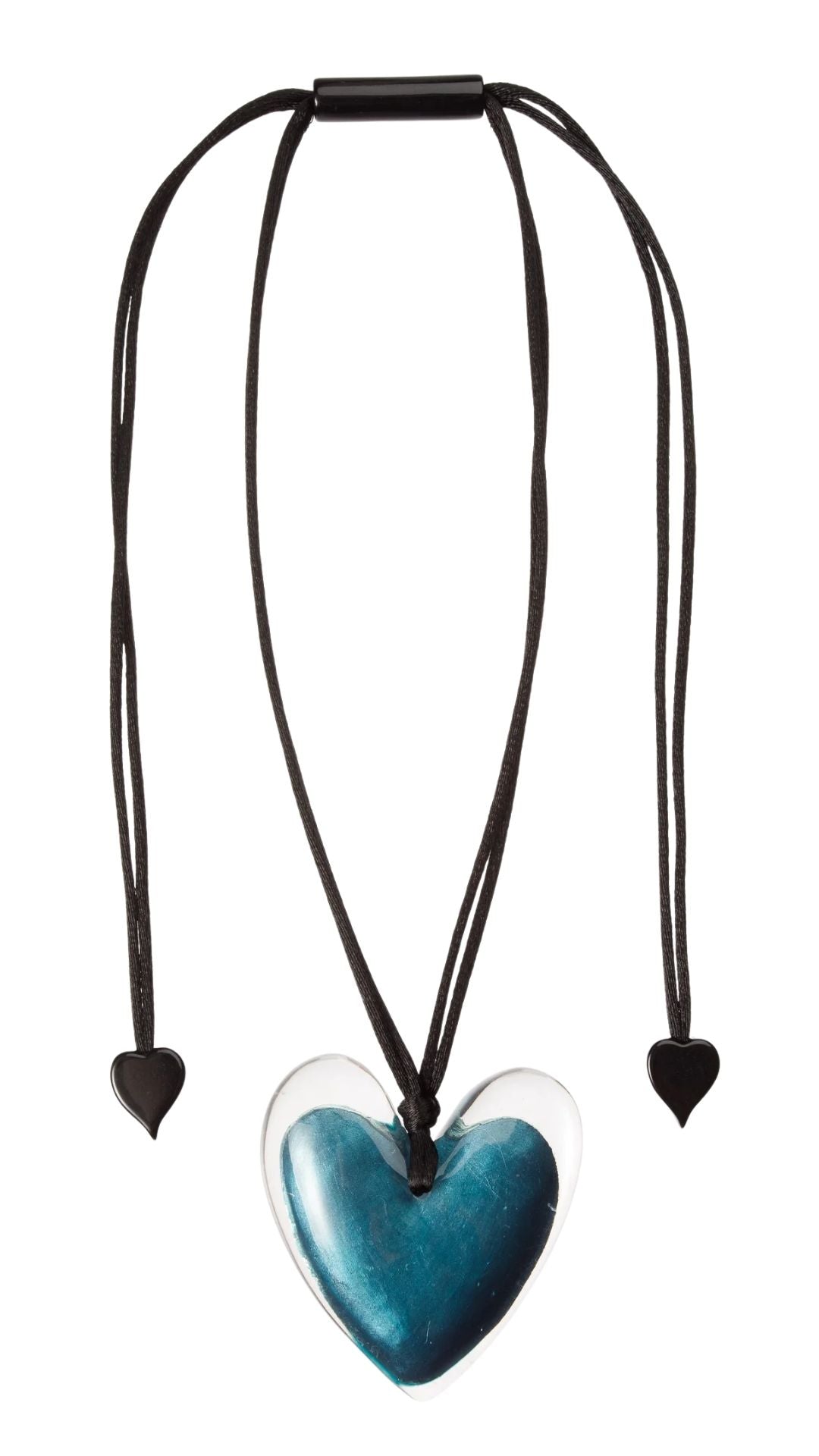 Luxus Collection - Teal Heart with Clear Resin Pendant Necklace. Style 6350204TEALQ00