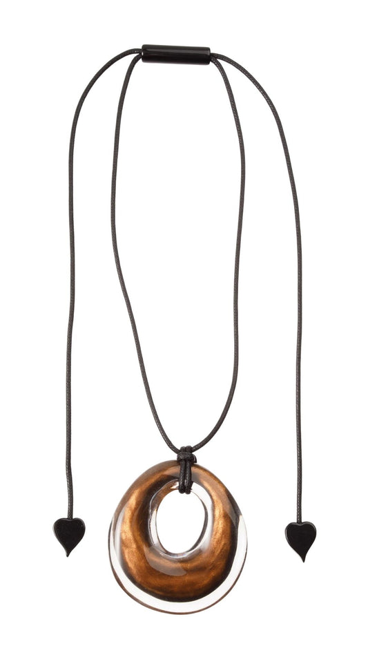 Luxus Collection - Circular Cognac & Clear Resin Pendant Necklace. Style 6350204COGNQ00