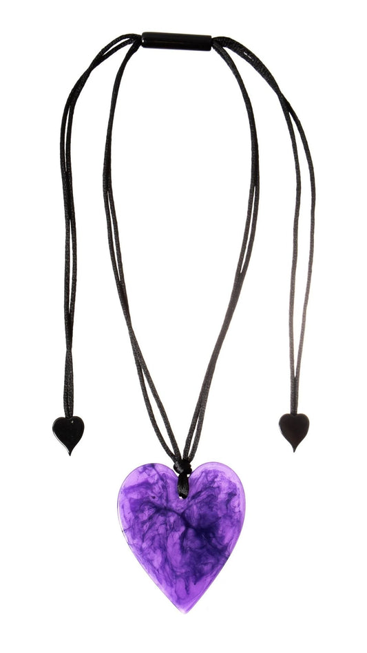 Colourful Statement Collection - Large Marble Purple Heart Necklace.  Style 5060203MPURQ00