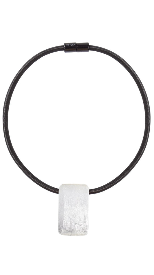 Radiance Collection - Rectangular Silver Bead Necklace. Style 8000152SF01Q01