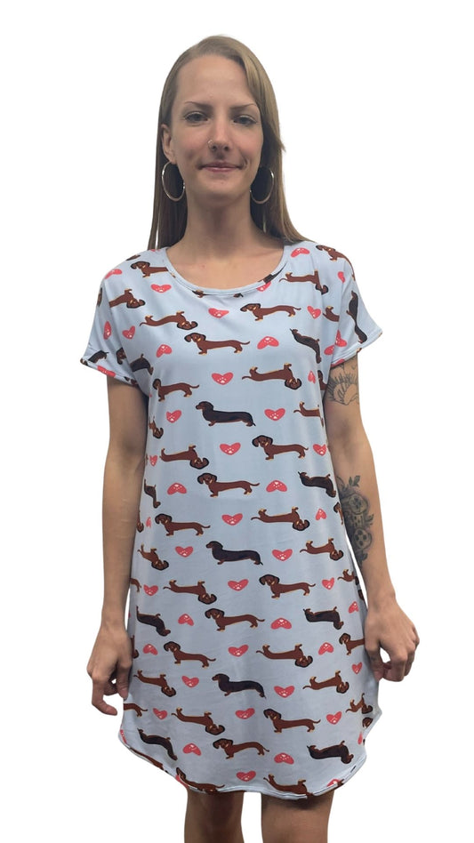 Wiener Dog Print Night Shirt. Style COTYM-NSWDOG