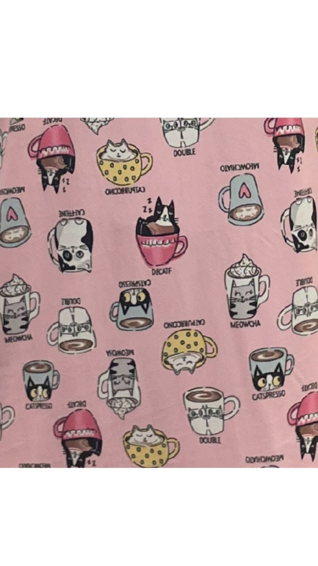 Cat Themed Coffee Flavours Print Night Shirt. Style COTYM-NSCATFFEINE