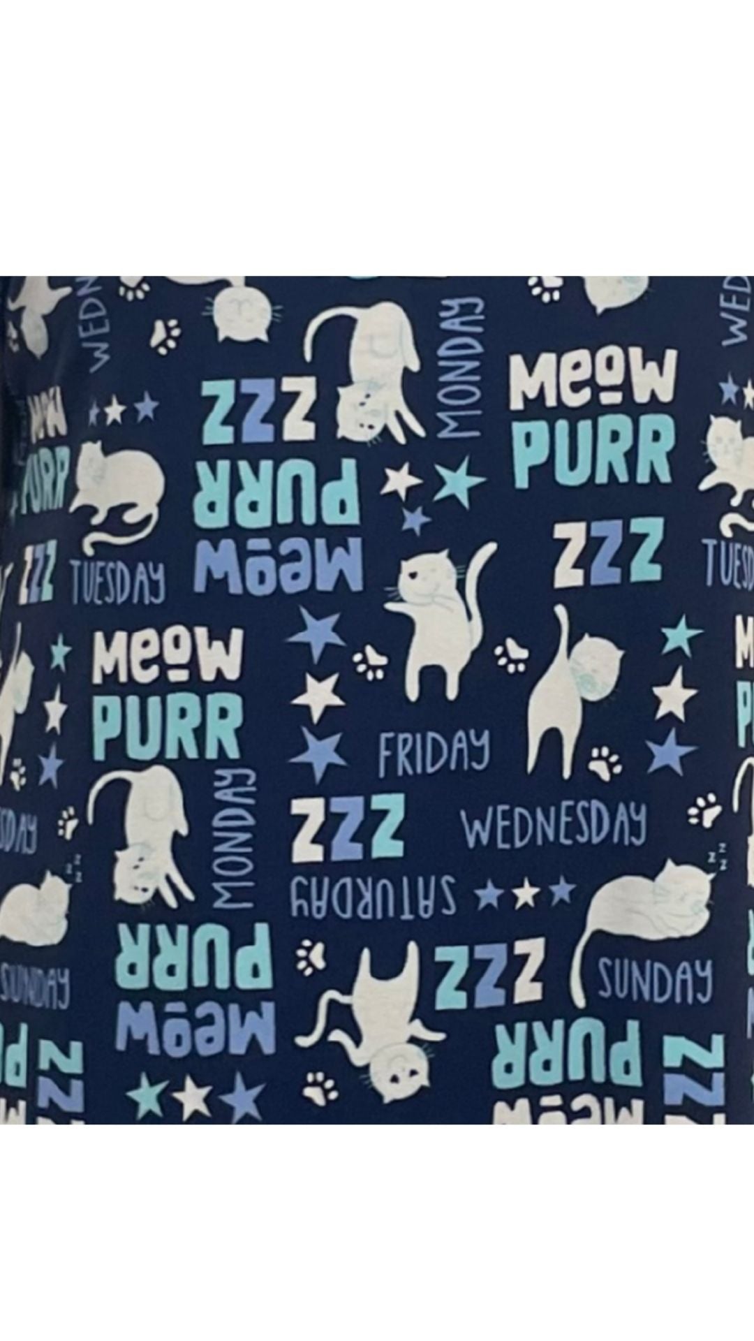 "Meow Purr" Print Night Shirt. Style COTYM-NSMEOW