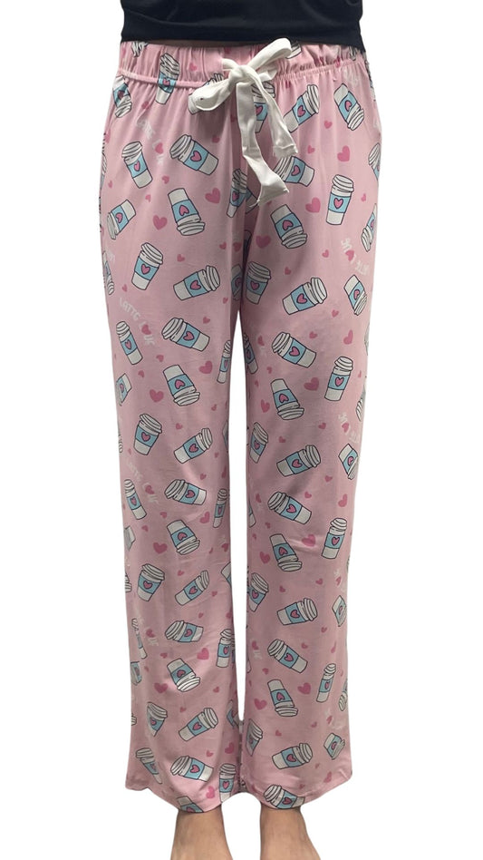Coffee Cup & "Latte Love" Print PJ Pant. Style COTYM-PTCOFFCUP