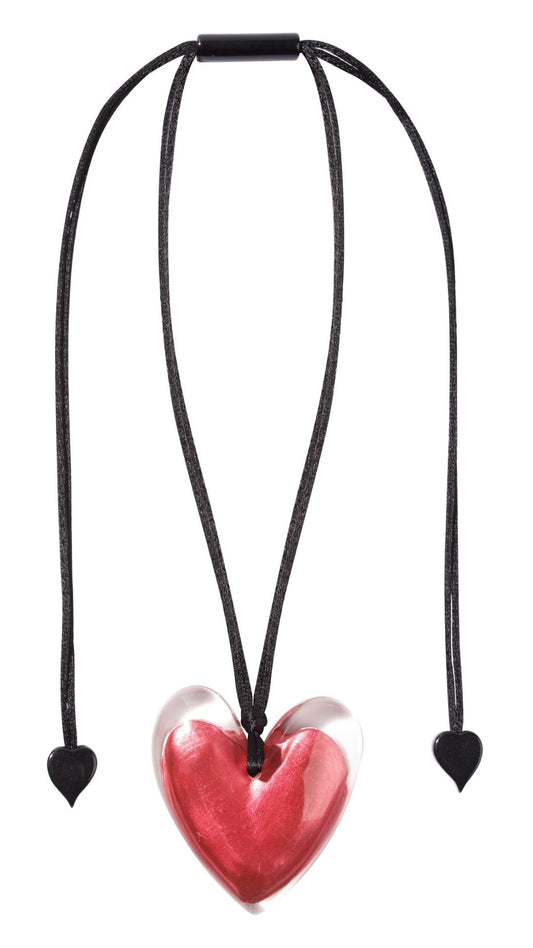 Luxus Collection - Pink Heart with Clear Resin Pendant Necklace. Style 6350205PINKQ00