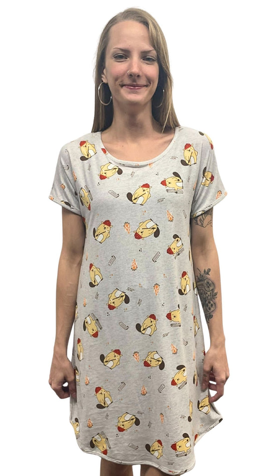 Beaver Print Night Shirt. Style COTYM-NSBEAVER