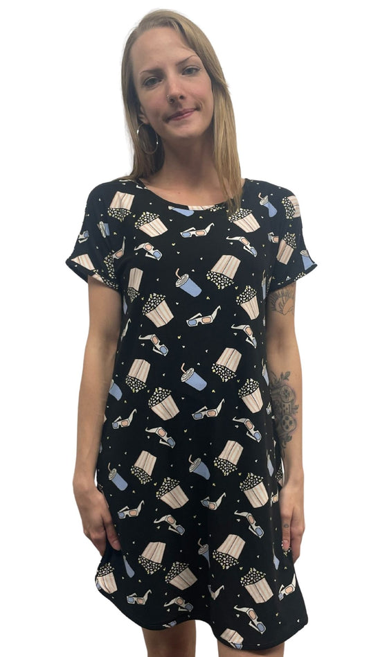 Movie Theme Print Night Shirt. Style COTYM-NSMOVIE