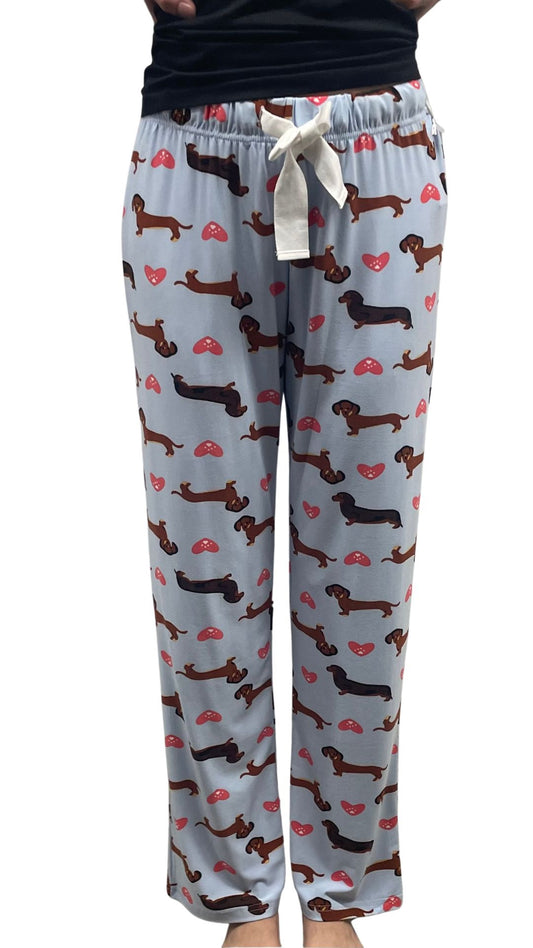 Wiener Dog & Hearts Print PJ Pant. Style COTYM-PTWDOG