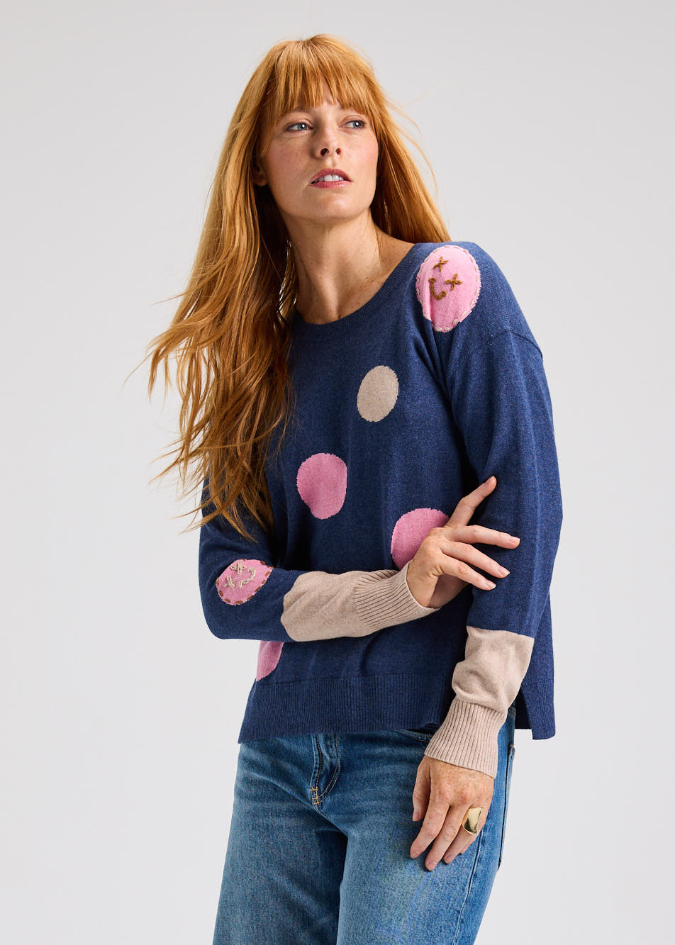 Long Sleeves Smiley Face Knit Sweater. Style ZKP7510U