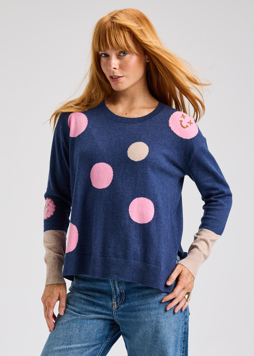 Long Sleeves Smiley Face Knit Sweater. Style ZKP7510U