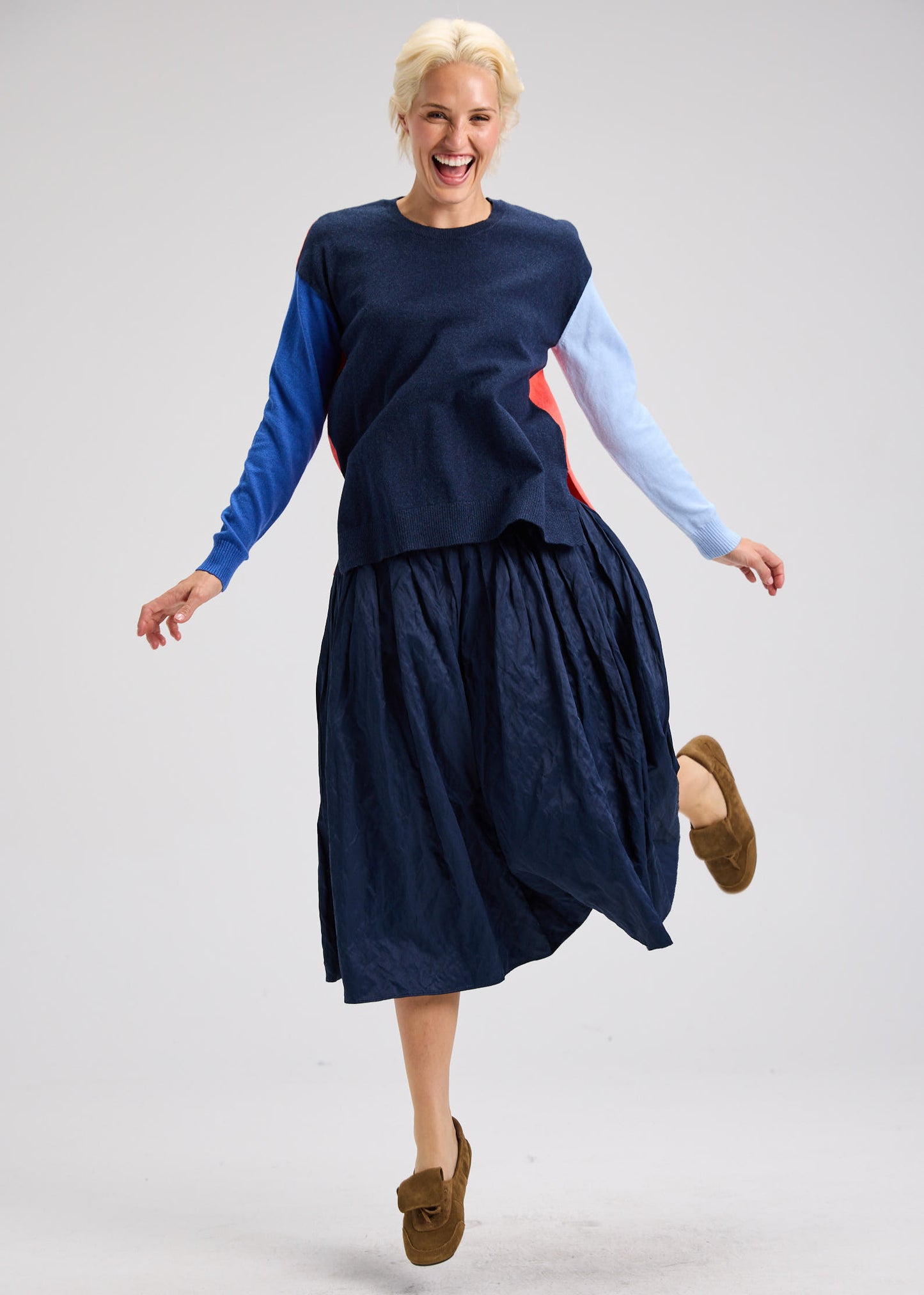 Colour Block & Elbow Patches Knit Sweater. Style ZKP7511U