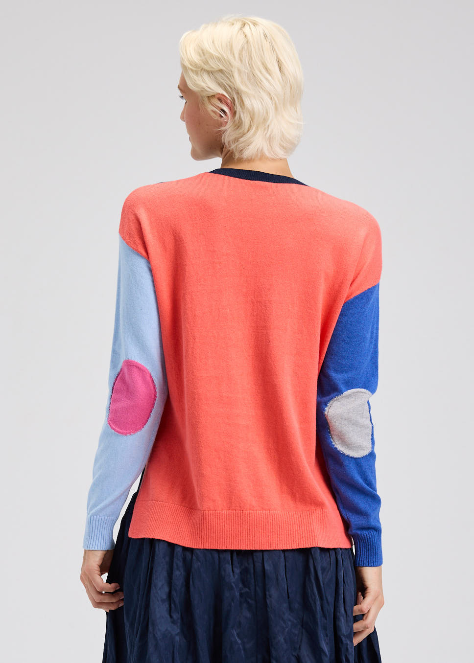 Colour Block & Elbow Patches Knit Sweater. Style ZKP7511U