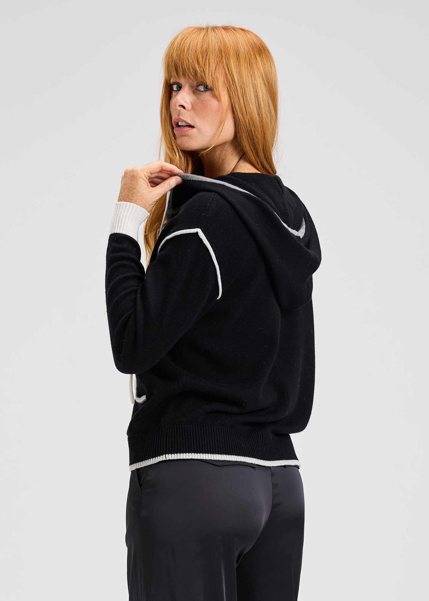 Zip Front Blanket Stitch Hoodie. Style ZKP7536U