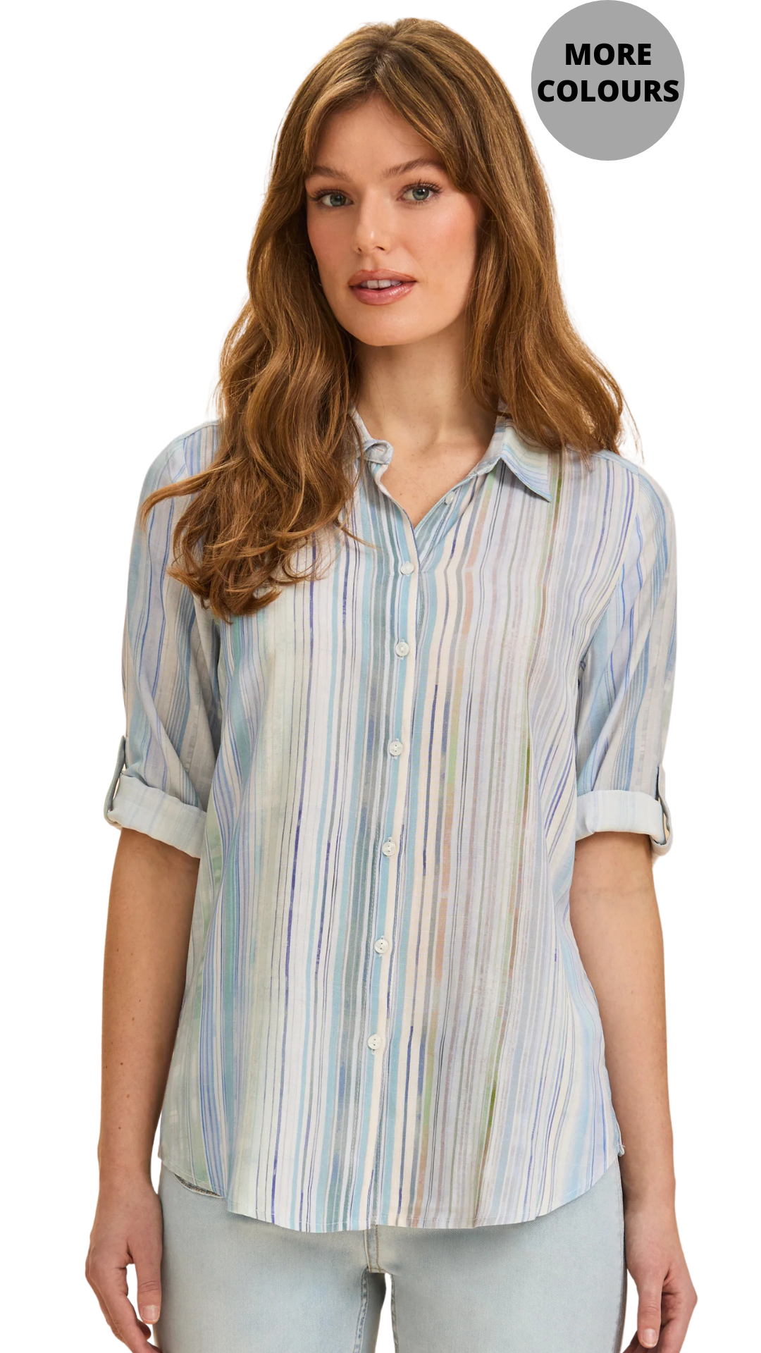 3/4 Roll-Up Sleeves & Button Front Lightweight Blouse. Style FD7149715 –  PackersFashion