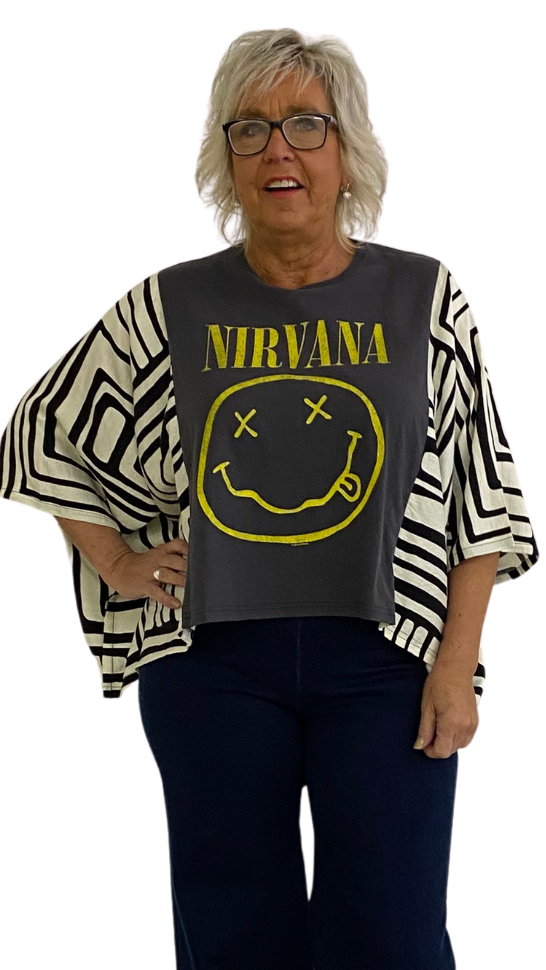 Nirvana Poncho Printed Sleeves Top. Style SHNP5512