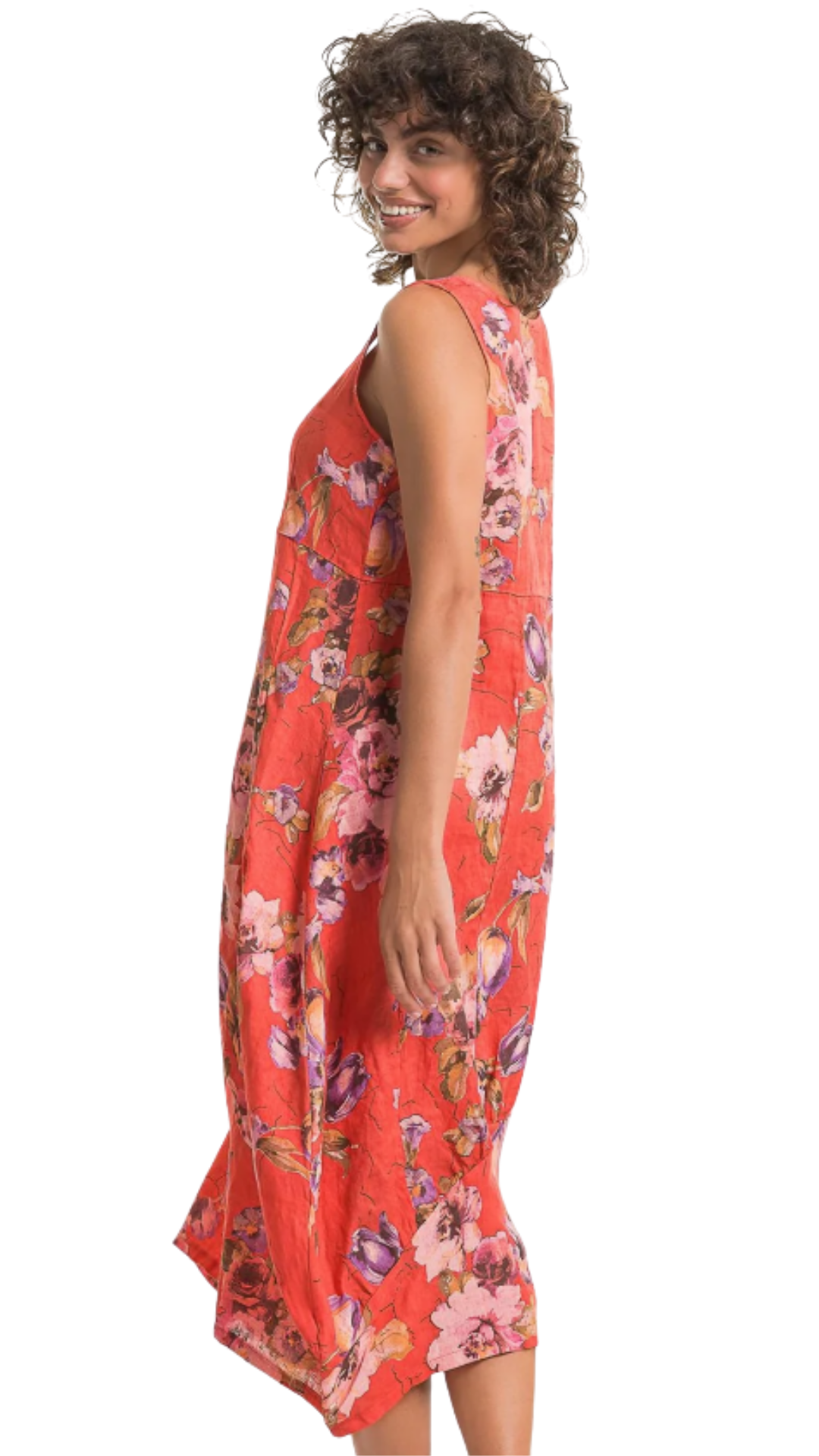Floral Print Sleeveless Square Neck Cocoon Dress. Style LLTP1774P