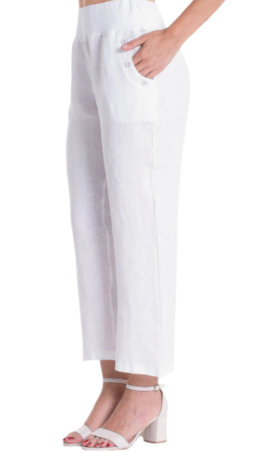 Pull-On Straight Leg Cropped Linen Pant. Style LLPT875