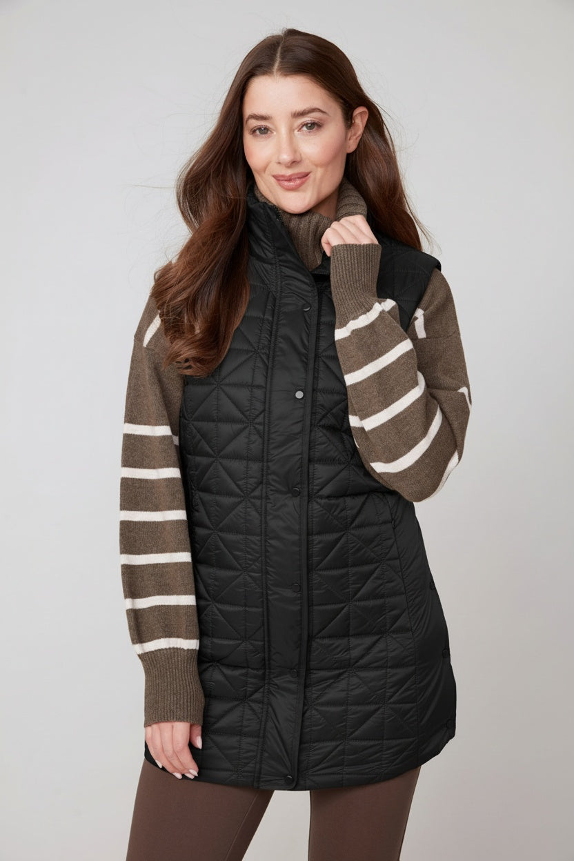 Longline Snap Front Quilted Vest. Style REN3905L-E3034
