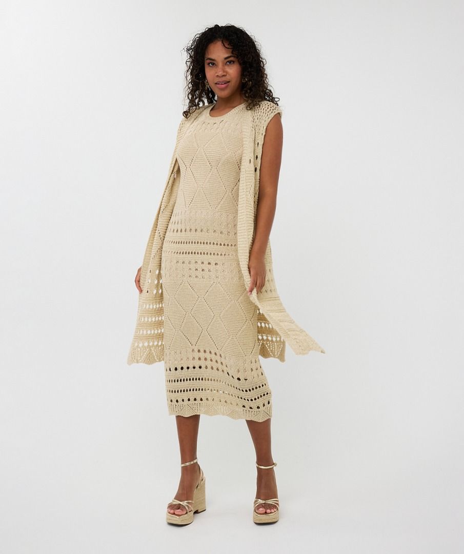 Mid Length Knit & Gold Thread Gillet. Style ESQHS2502203