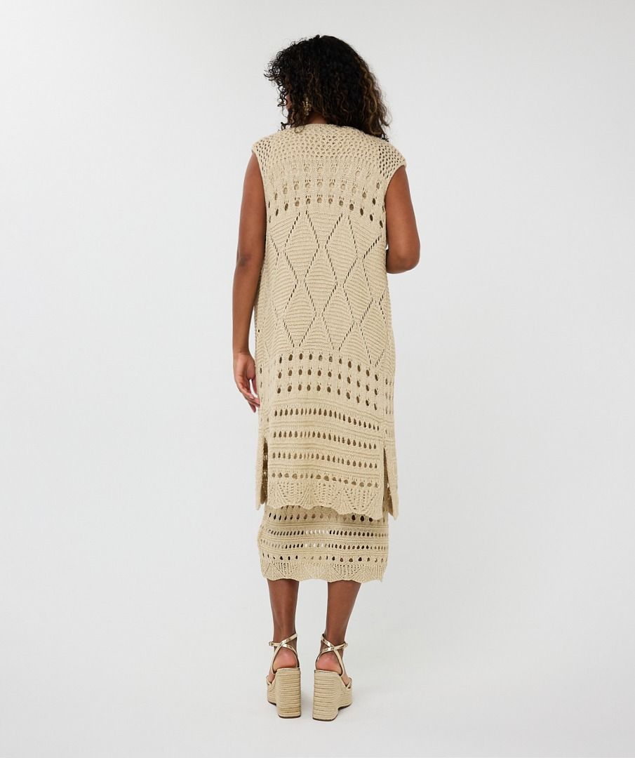 Mid Length Knit & Gold Thread Gillet. Style ESQHS2502203