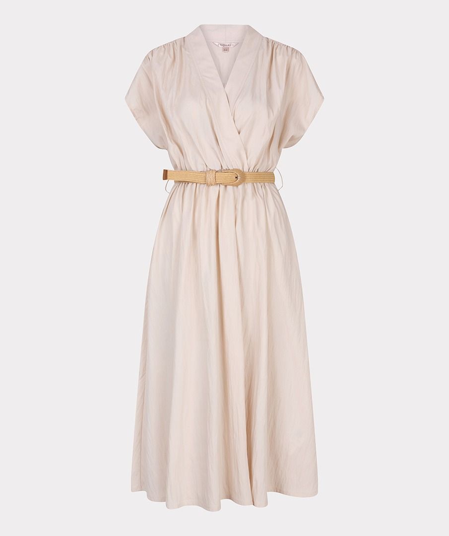 Crossover Elastic Waist Belted Midi Dress. Style ESQHS2505203