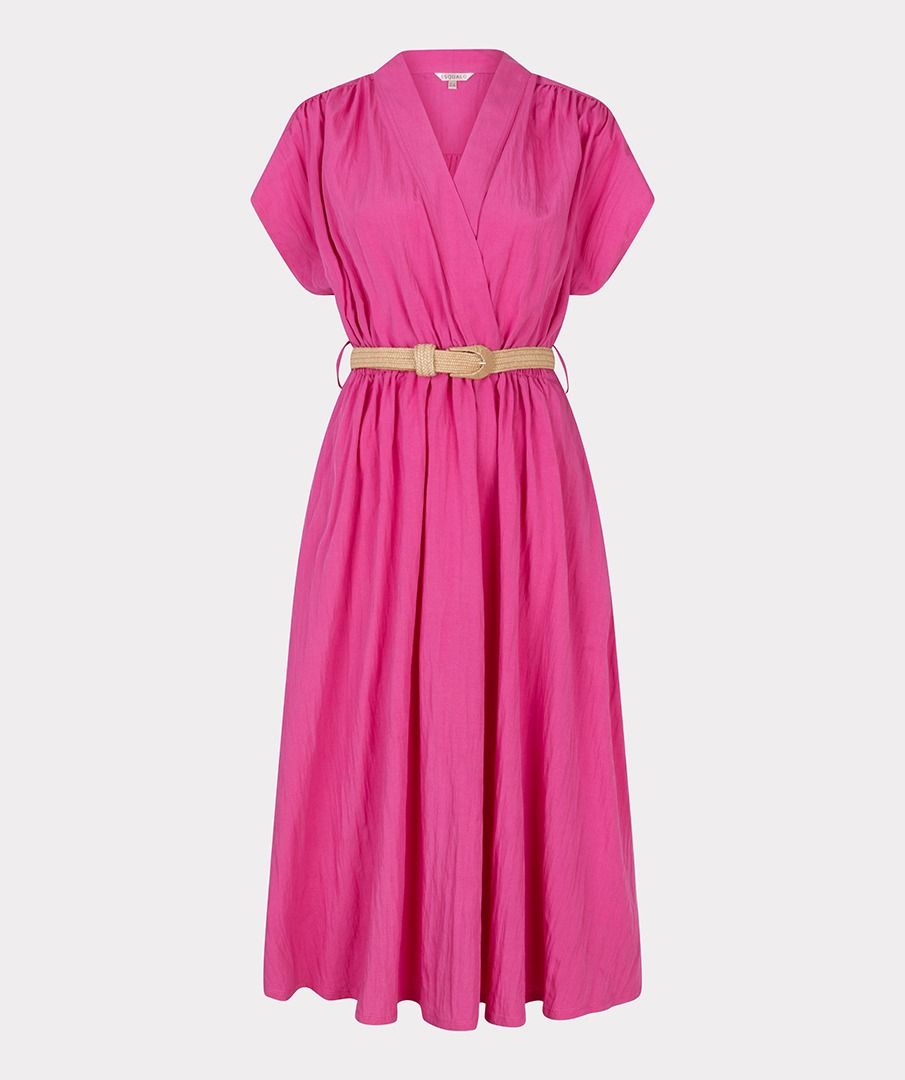 Crossover Elastic Waist Belted Midi Dress. Style ESQHS2505203