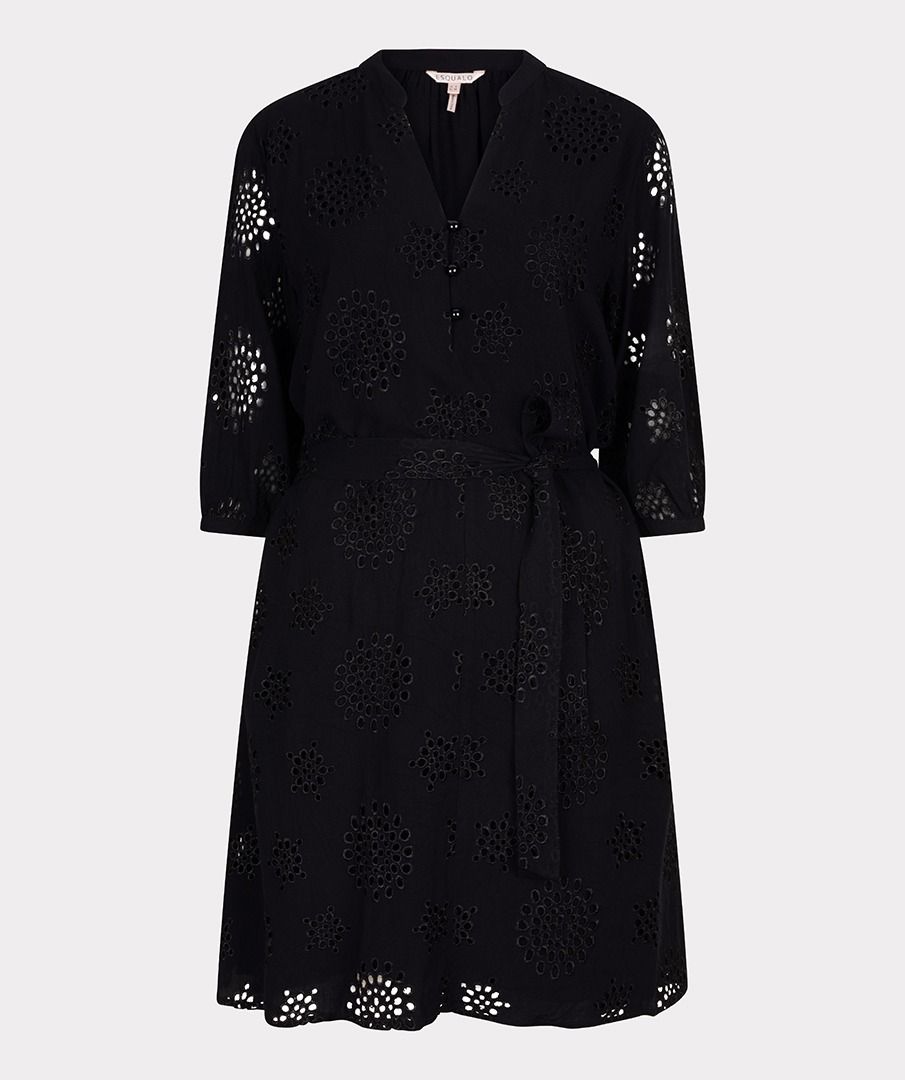 Eyelet & Embdoidered Tie Belt Dress. Style ESQHS2509217