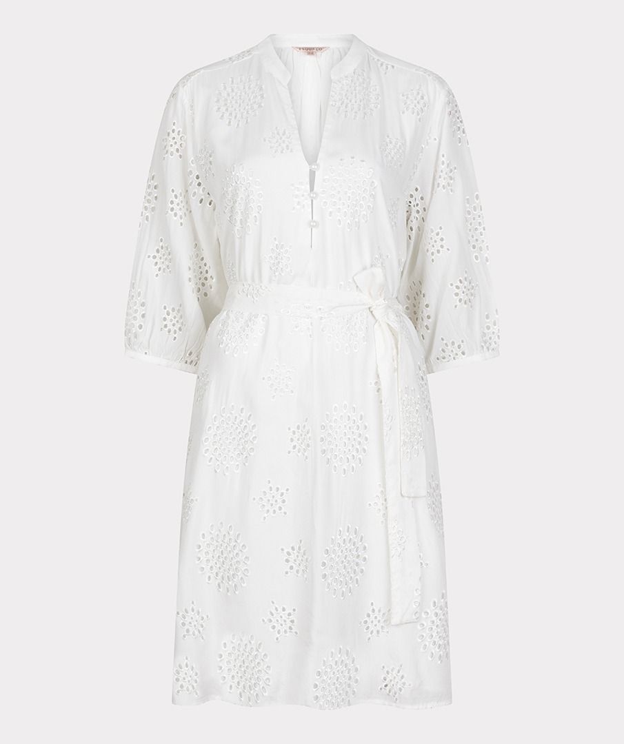 Eyelet & Embdoidered Tie Belt Dress. Style ESQHS2509217