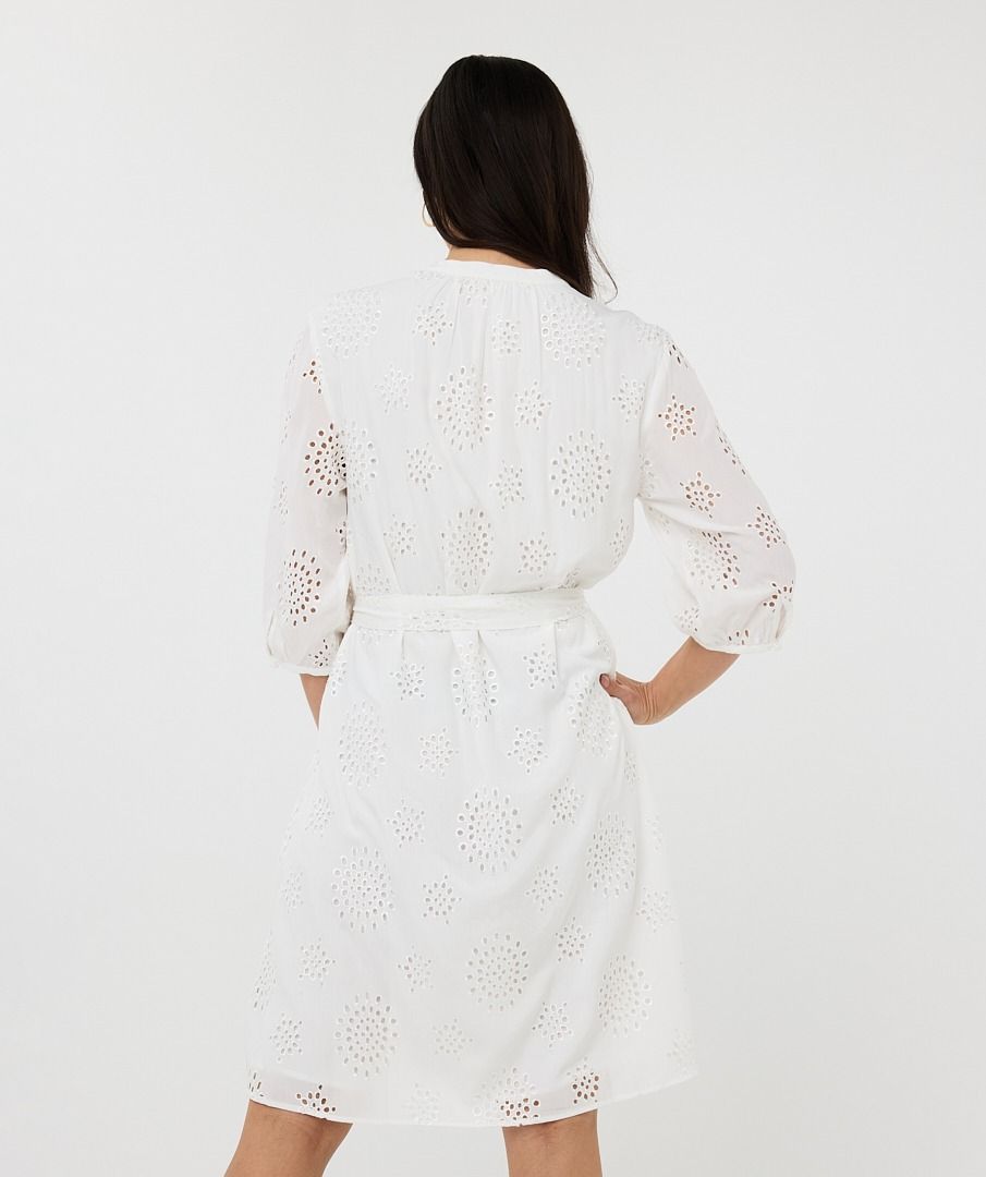 Eyelet & Embdoidered Tie Belt Dress. Style ESQHS2509217