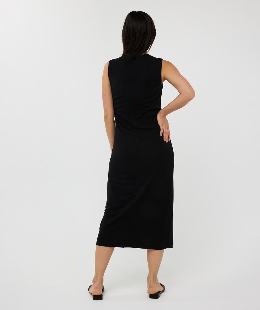 Side Gather Sleeveless Midi Dress. Style ESQSH2528212