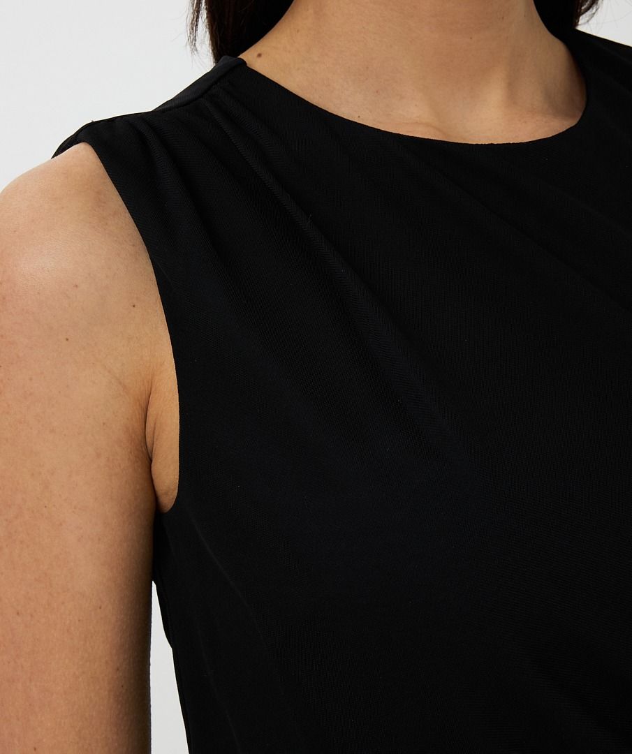 Side Gather Sleeveless Midi Dress. Style ESQSH2528212