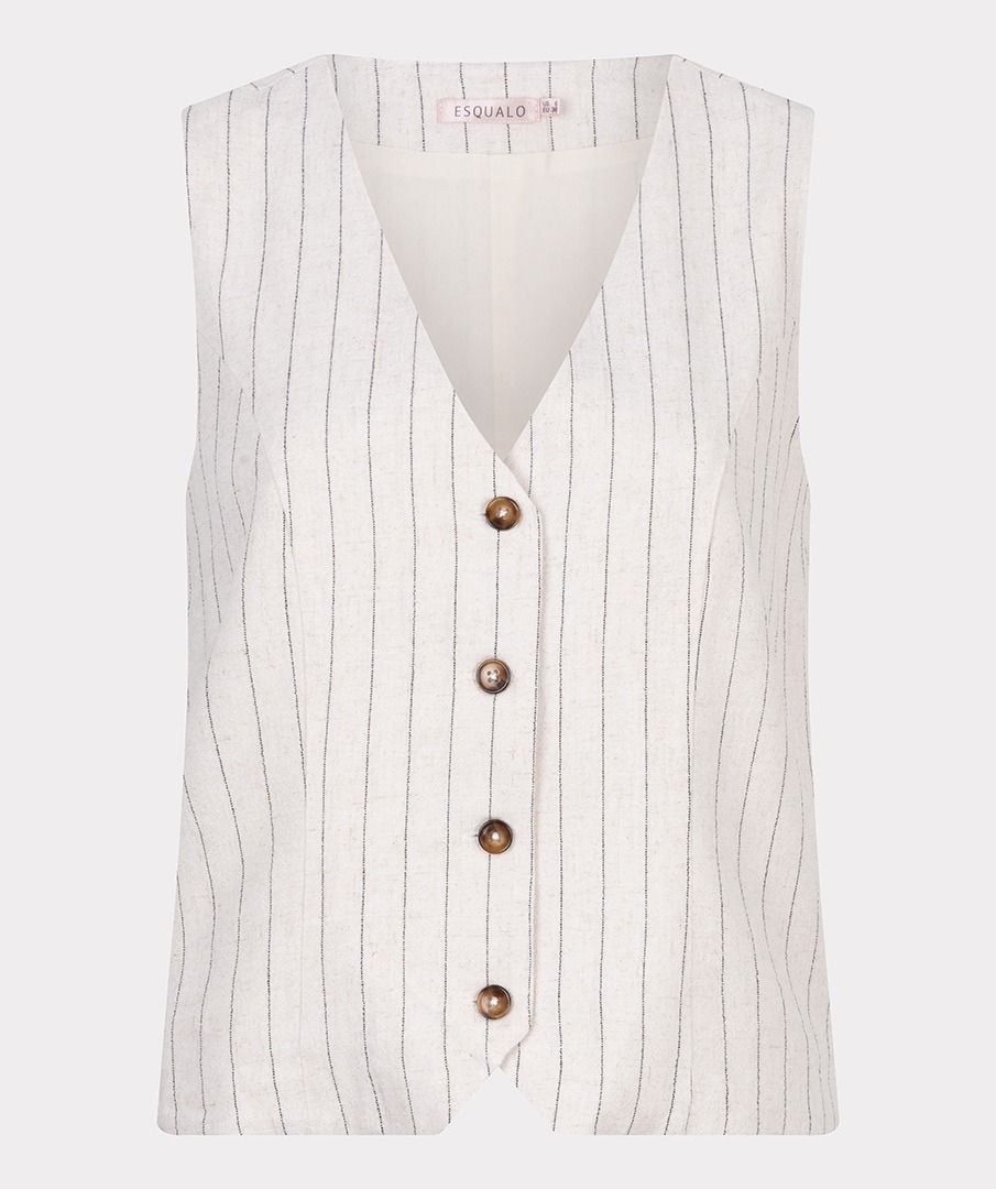 Striped Linen Button Front Vest. Style ESQHS2528214