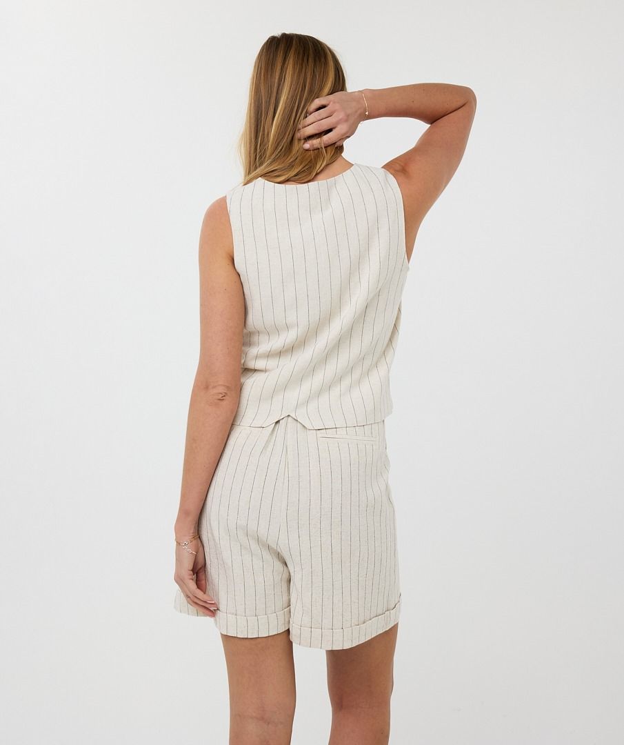 Striped Linen Button Front Vest. Style ESQHS2528214