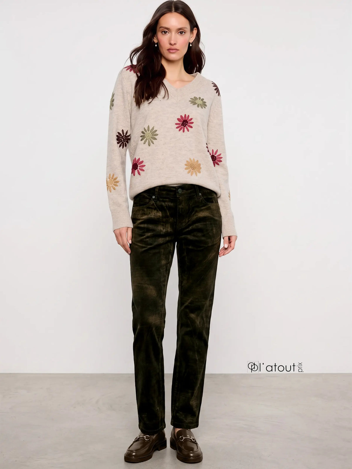 Velvet Coloured Fly Front Straight Leg Jean. Style CARPR-158