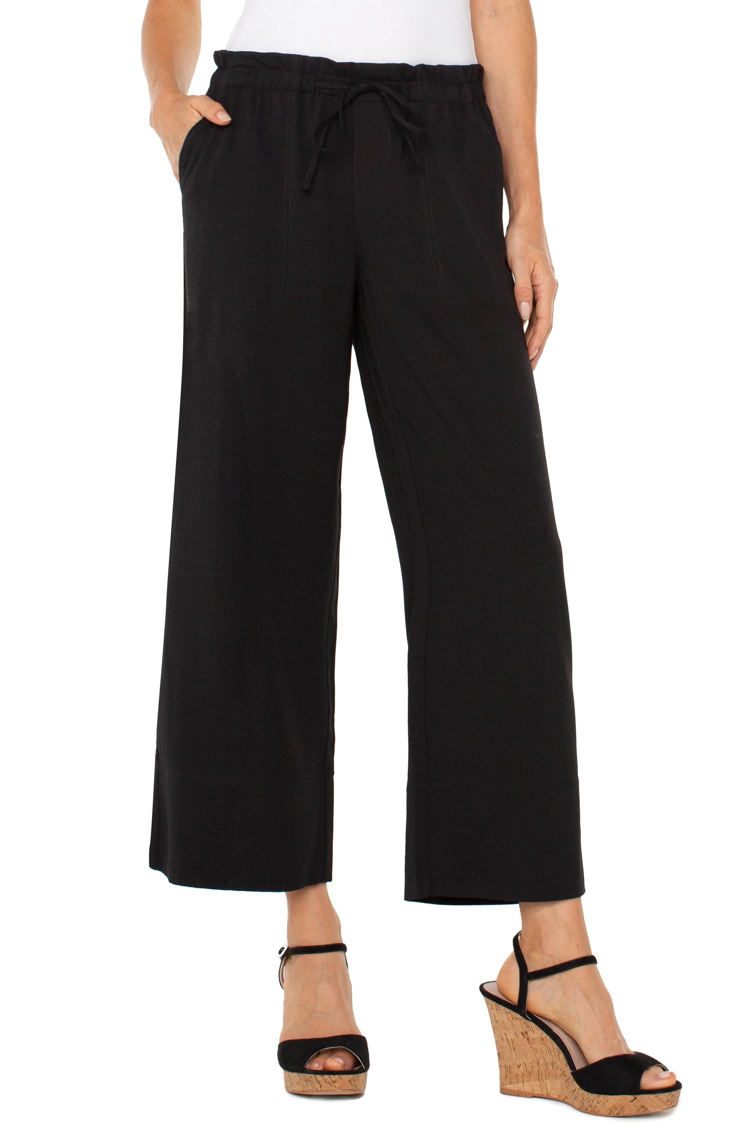 Pull On Tie Front Wide Leg Ankle Pant. Style LVLM4463TS39