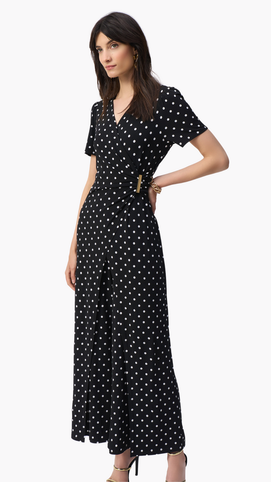 Dot Print Wrap Culotte Jumpsuit. Style JR251008