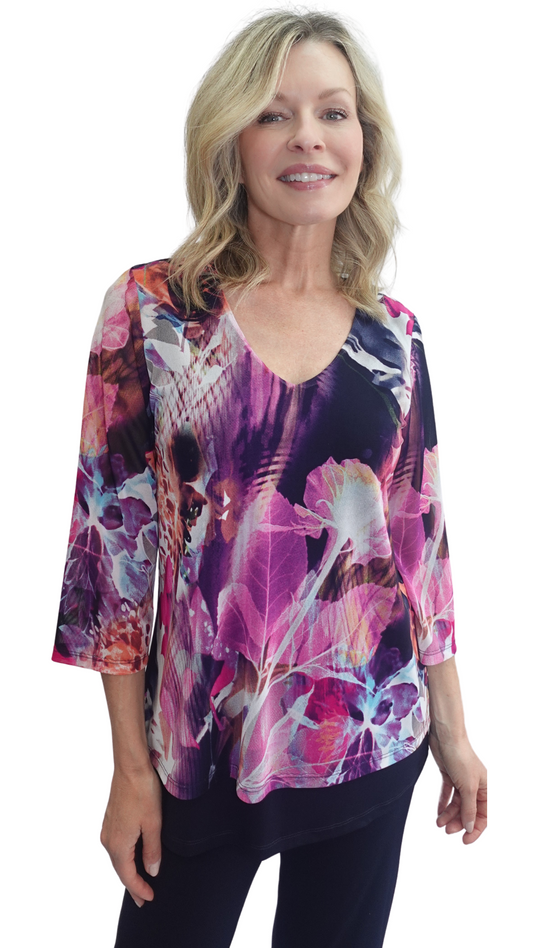 Multi Colour Layered V-Neck Top. Style SW202218