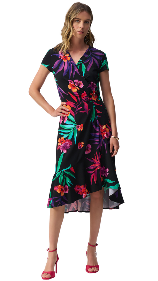 Tropical Print Gather Front Dresss. Style JR251011