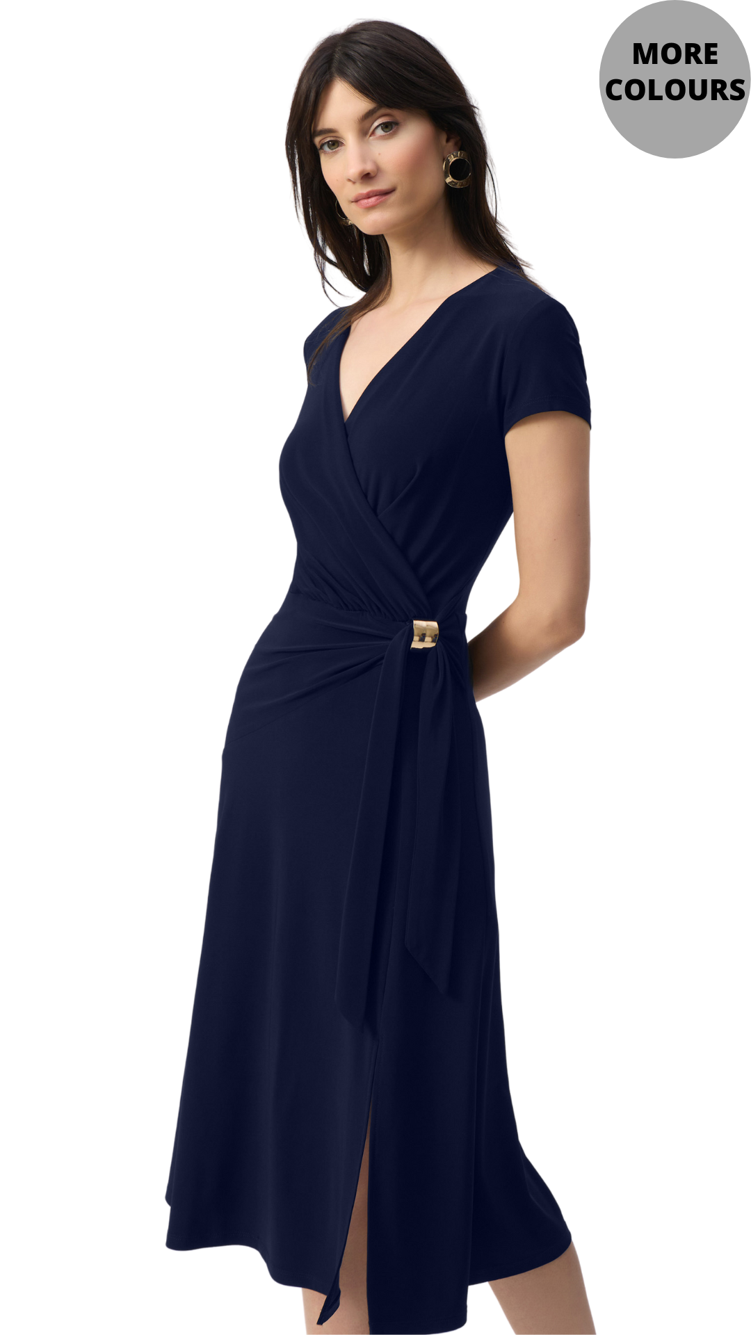 Silky Knit Flowy Wrap Dress. Style JR251250