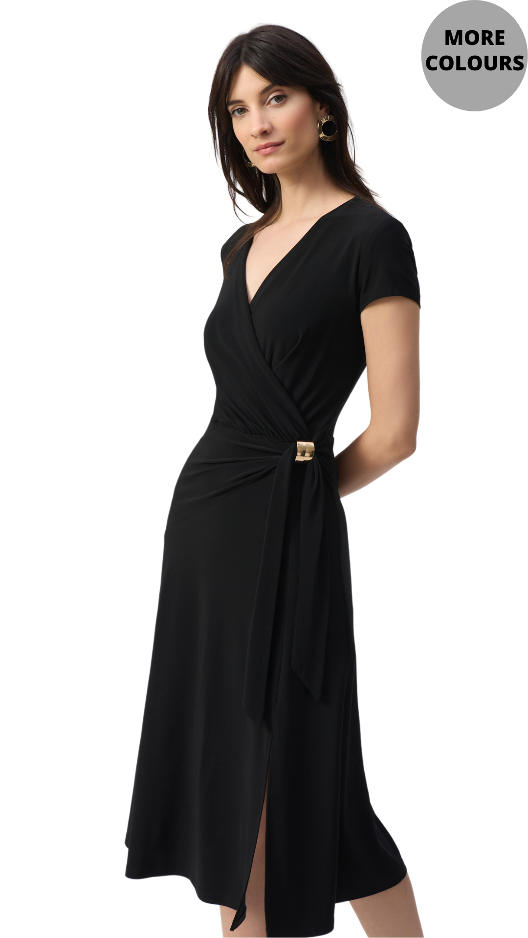 Silky Knit Flowy Wrap Dress. Style JR251250