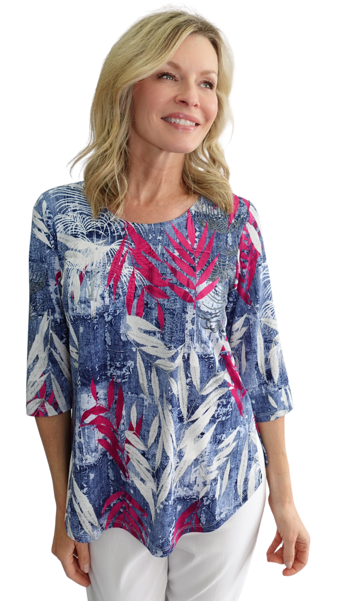 Printed Side Slit Top. Style SW202229