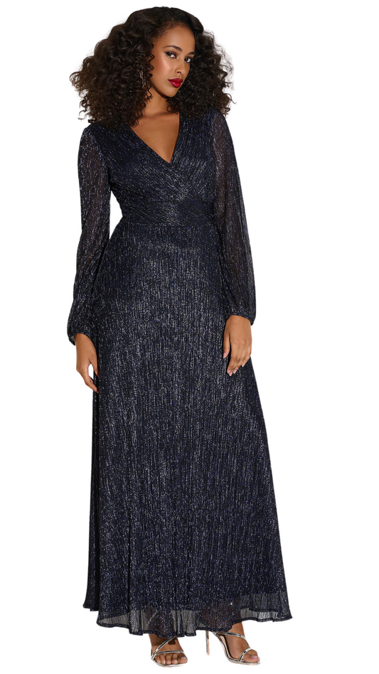 Signature Lurex Plissé Wrap Front Gown. Style JR253780