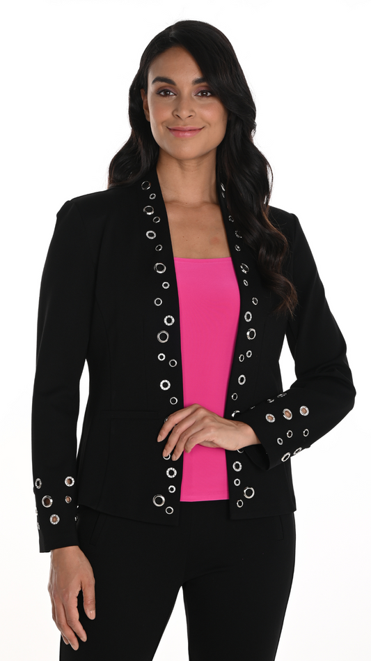 Metal Grommet Trim Jacket. Style FL256776U