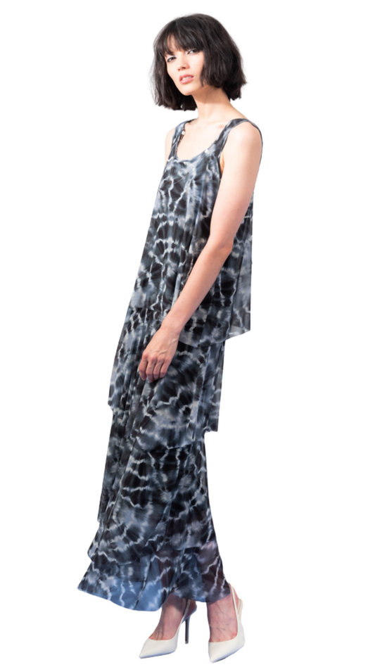 Long Layered Tie Dye Dress. Style EW34145